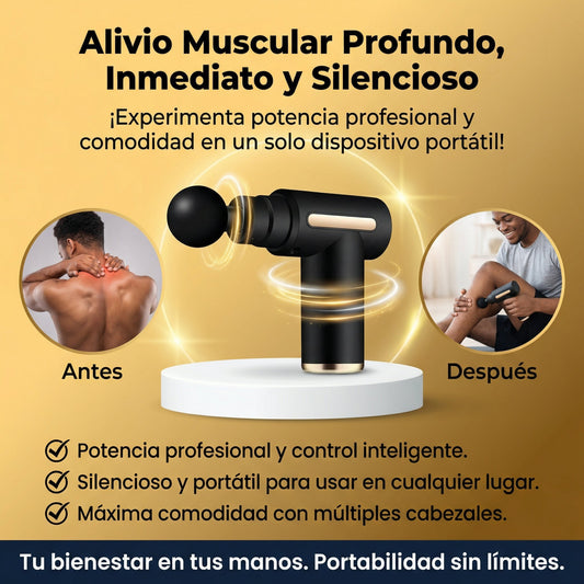 PISTOLA DE MASAJE MUSCULAR PORTÁTIL | ELIMINA EL DOLOR DE MUSCULOS Y TENDONES EN MINUTOS